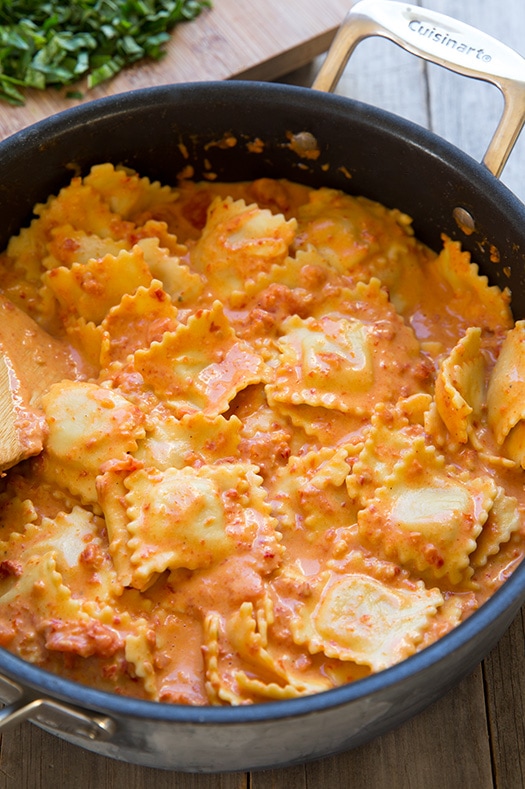 Ravioli with Creamy Sundried Tomato and Basil Sauce | Cooking Classy