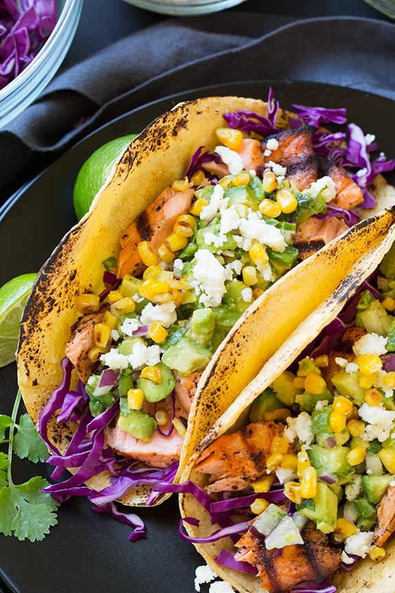 Salmon Tacos with Avocado Salsa | Cooking Classy