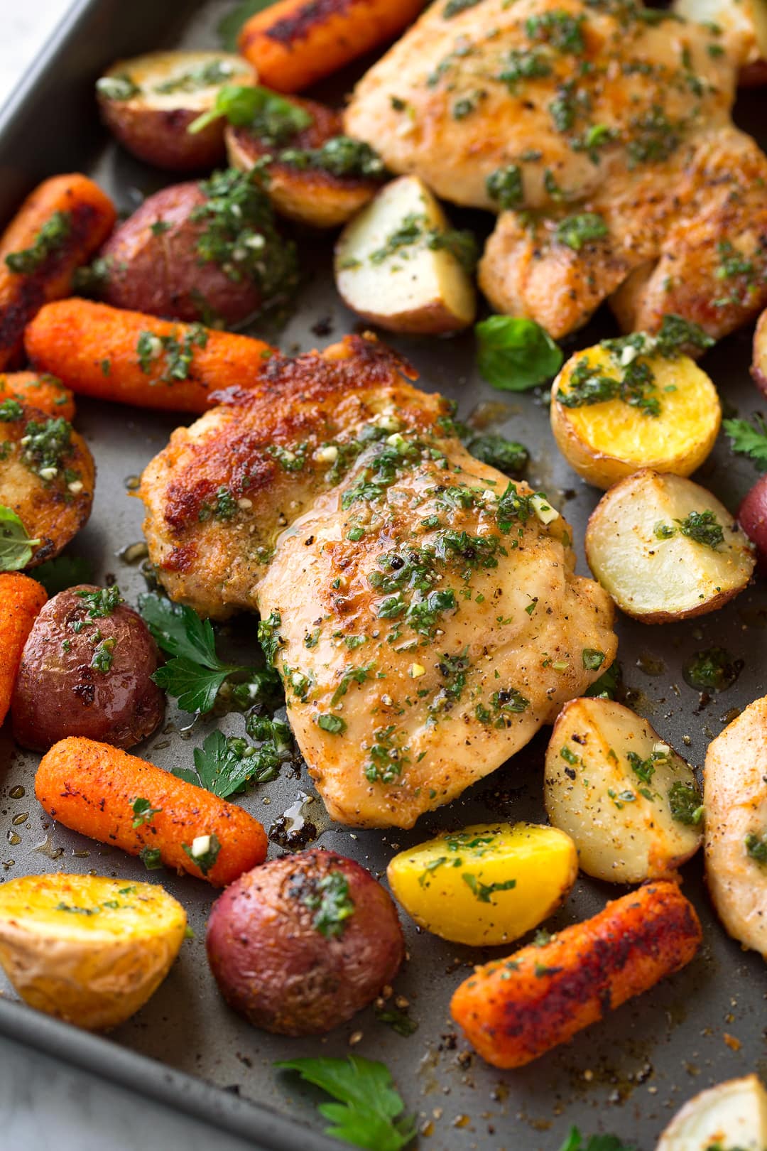 Roasted Chicken and Veggies with Herb Vinaigrette