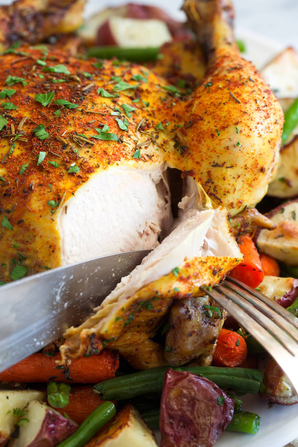 Slow Cooker Chicken slicing photo