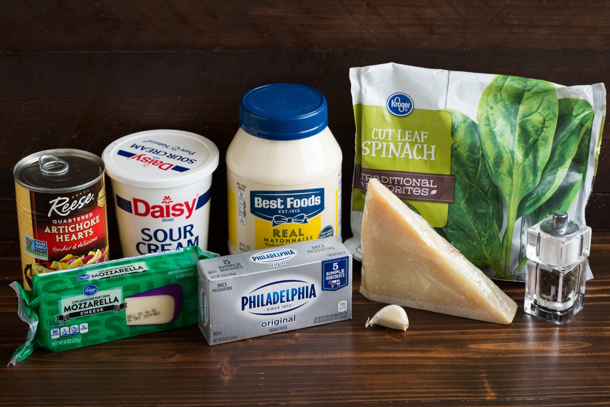 Spinach Artichoke Dip ingredients needed.