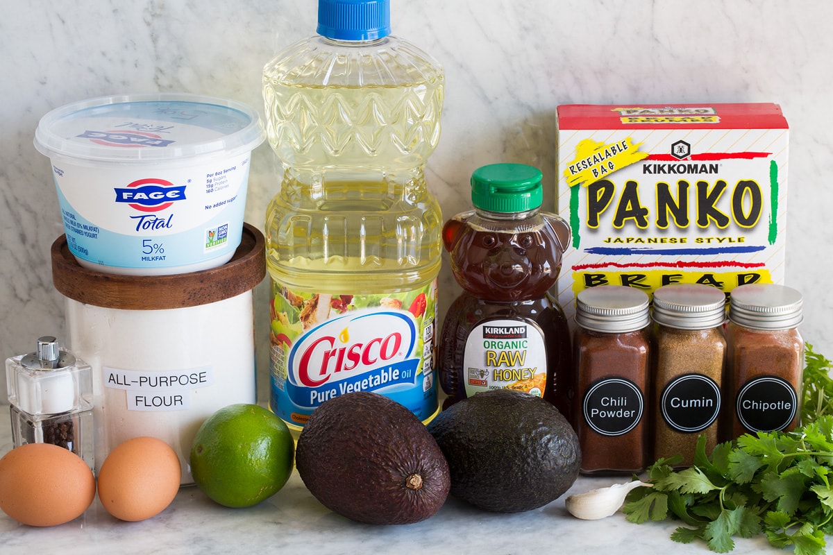Avocado Fries Photo of ingredients to make avocado fries.