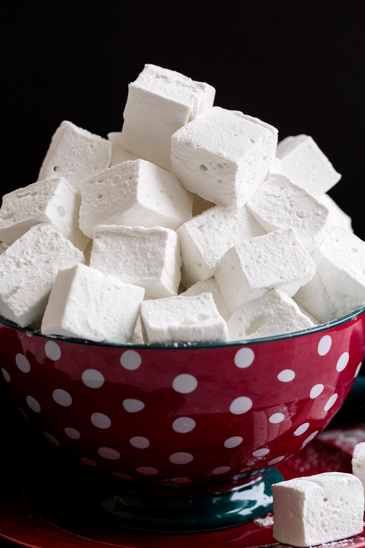 Homemade Marshmallows Close up photo of homemade square marshmallows.