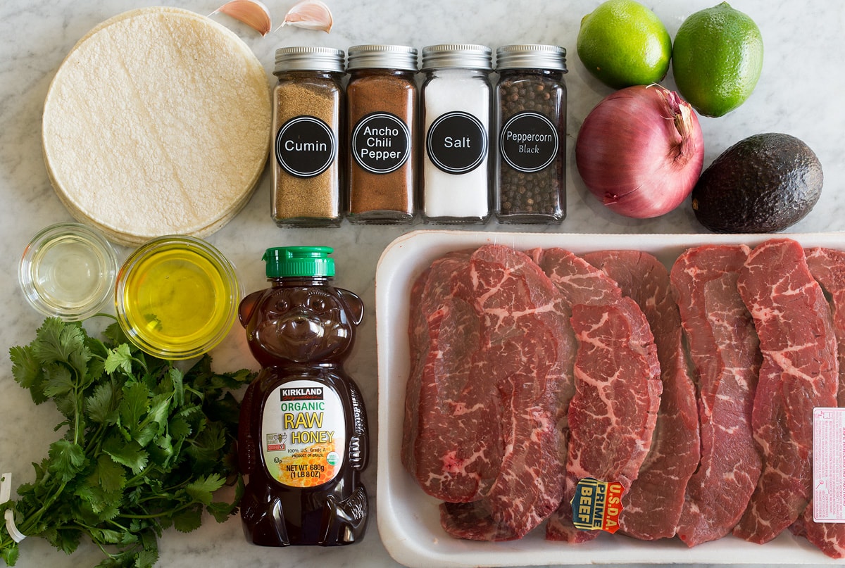 Steak Tacos Photo of ingredients used in making steak tacos.