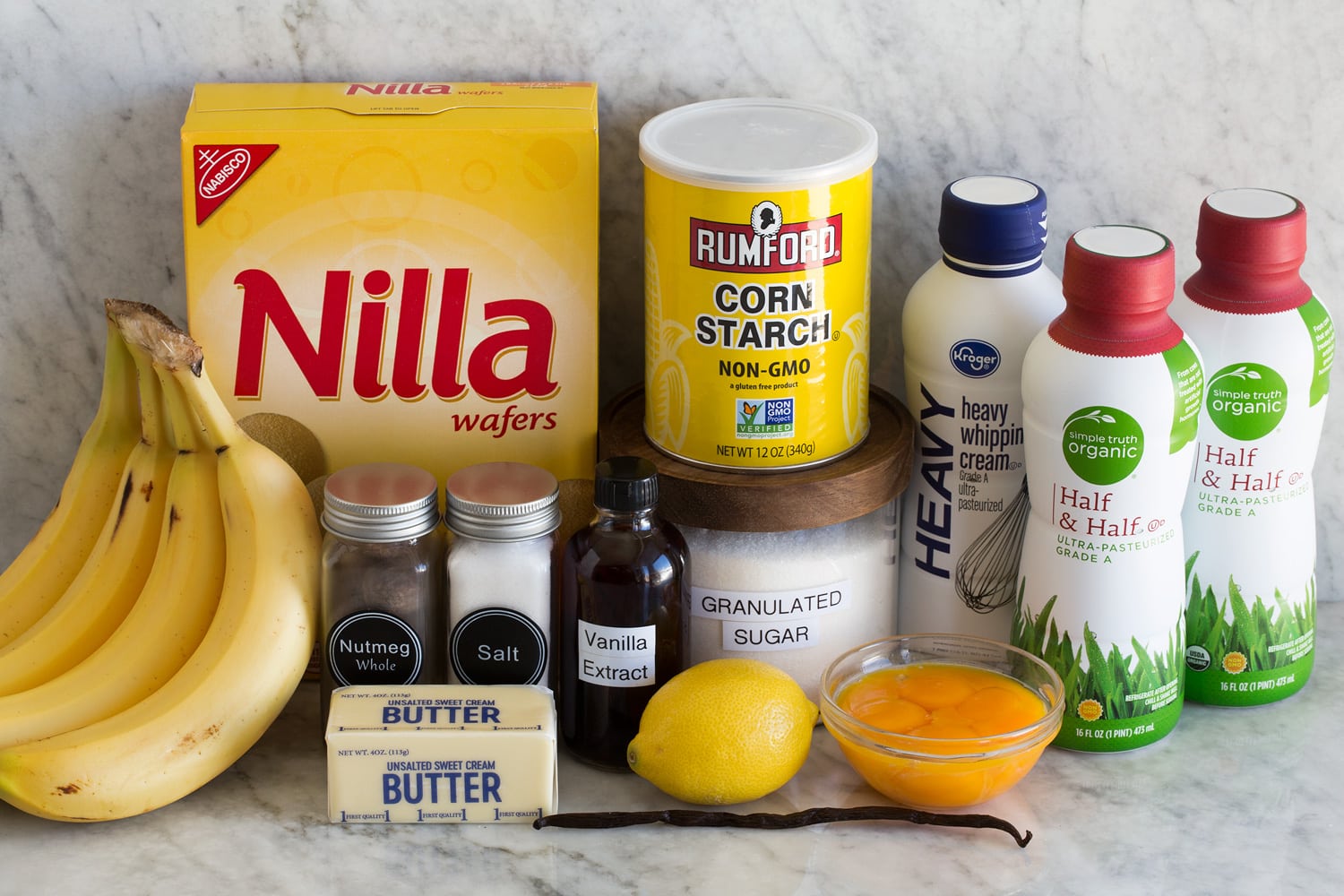Banana Pudding Ingredients needed to make banana pudding.