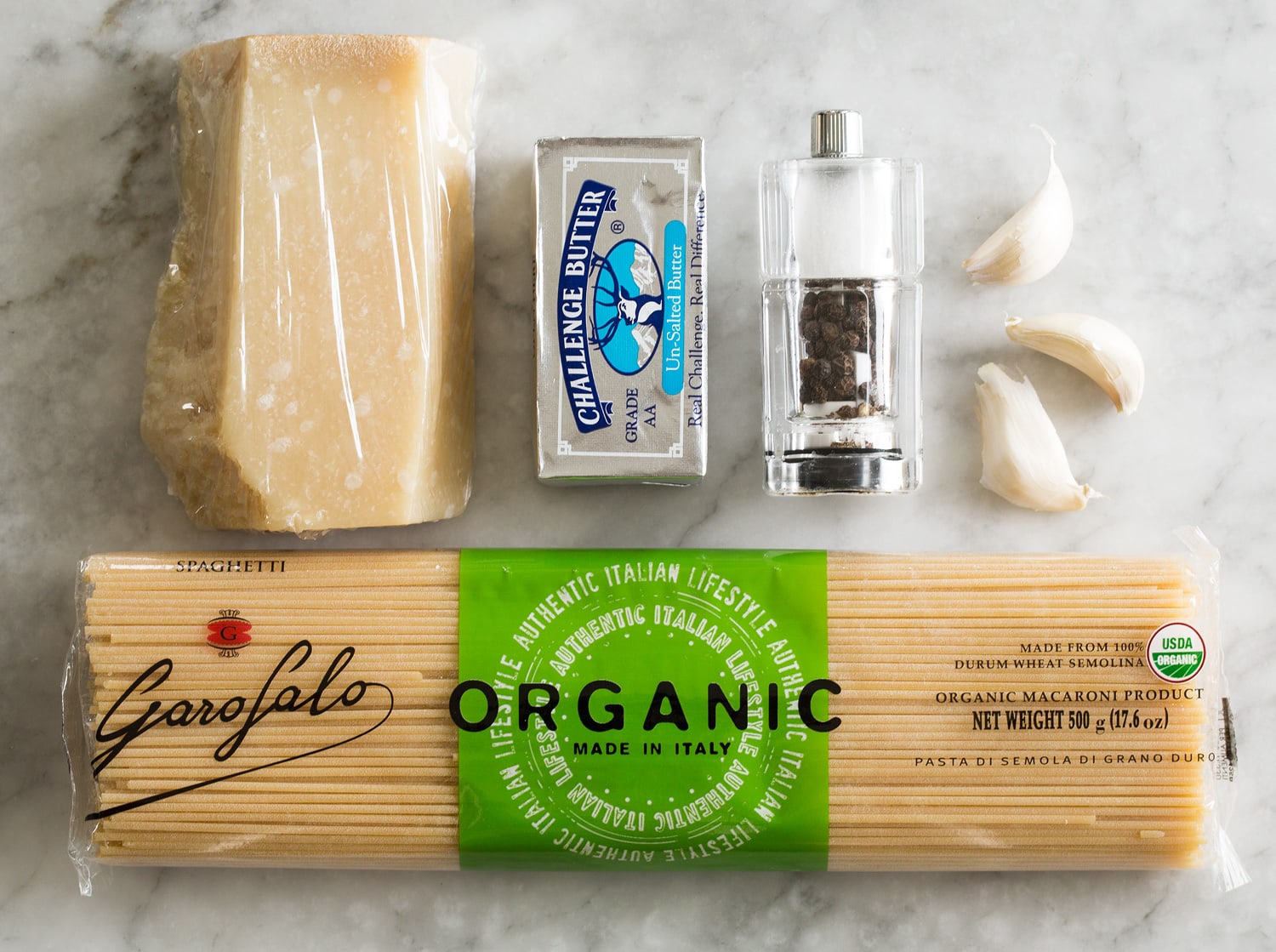 Garlic Parmesan Pasta Ingredients needed for garlic parmesan pasta.