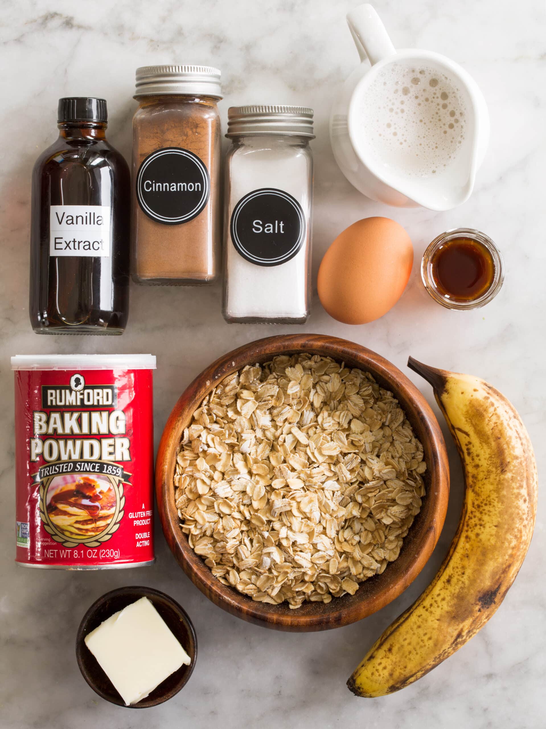 Baked Oats Ingredients needed for base baked oats recipe.