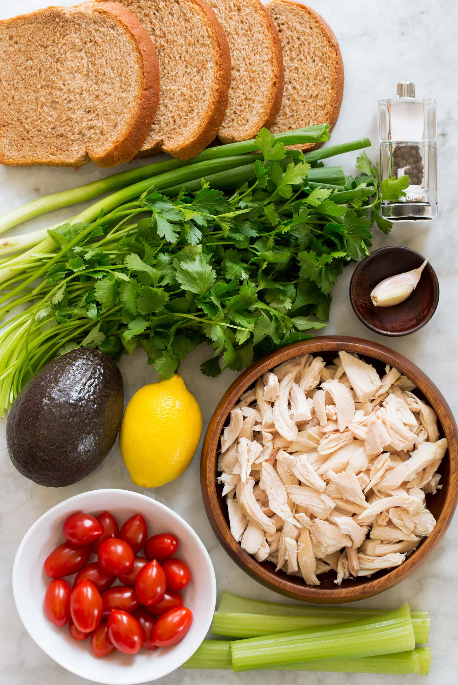 Avocado Chicken Salad Ingredients used for avocado chicken salad.