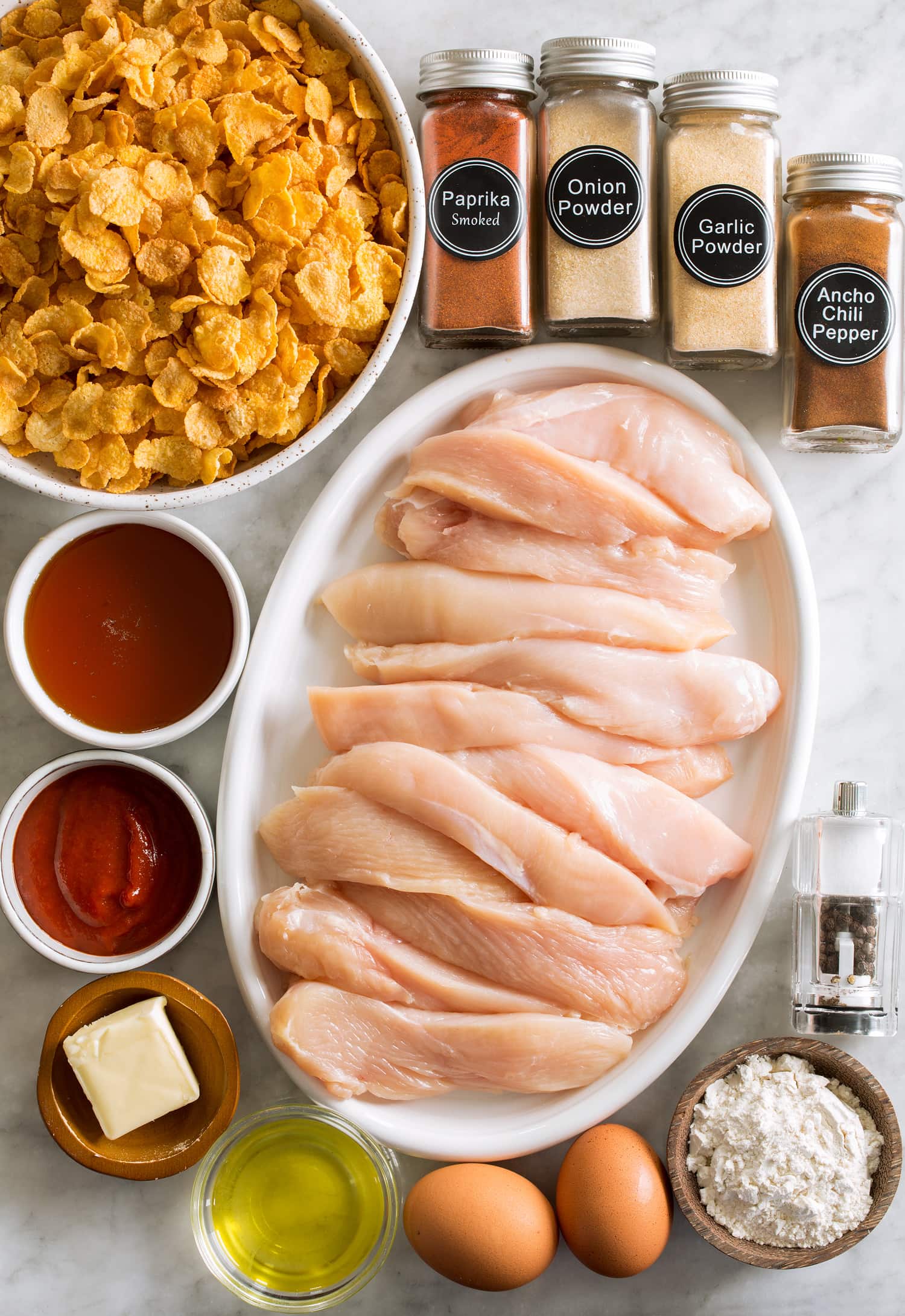 Hot Honey Chicken Ingredients used to make hot honey chicken.