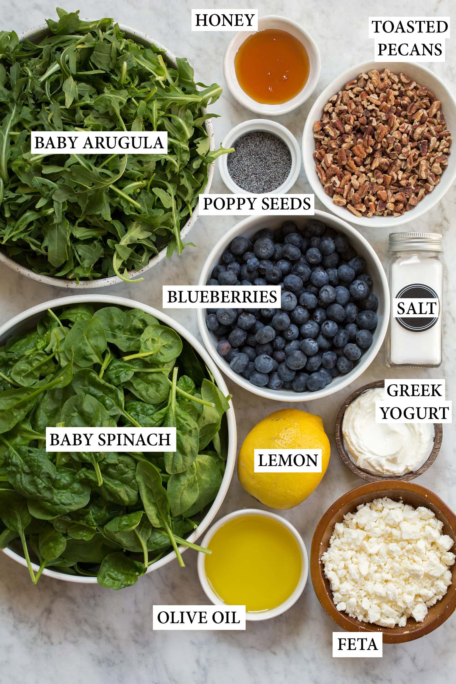 Blueberry Salad Ingredients used to make blueberry salad.