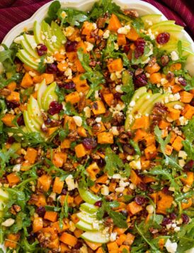 Close up photo of a sweet potato salad.