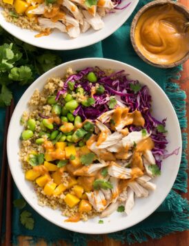Overhead photo of a protein bowl.
